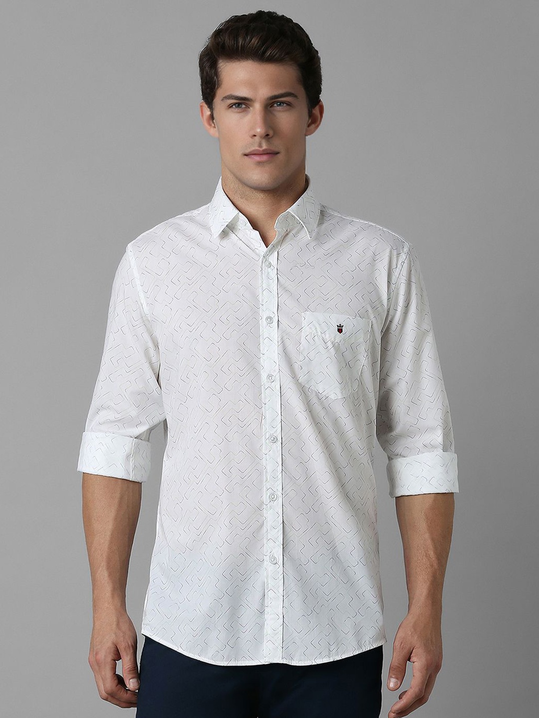 Louis Philippe Sport Men Slim Fit Floral Opaque Printed Casual Shirt, White