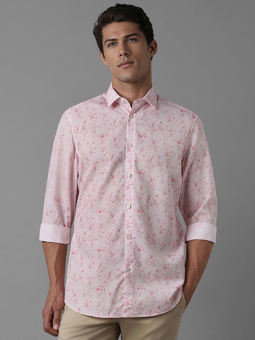 Louis Philippe Sport Men Floral Opaque Printed Casual Shirt, Pink