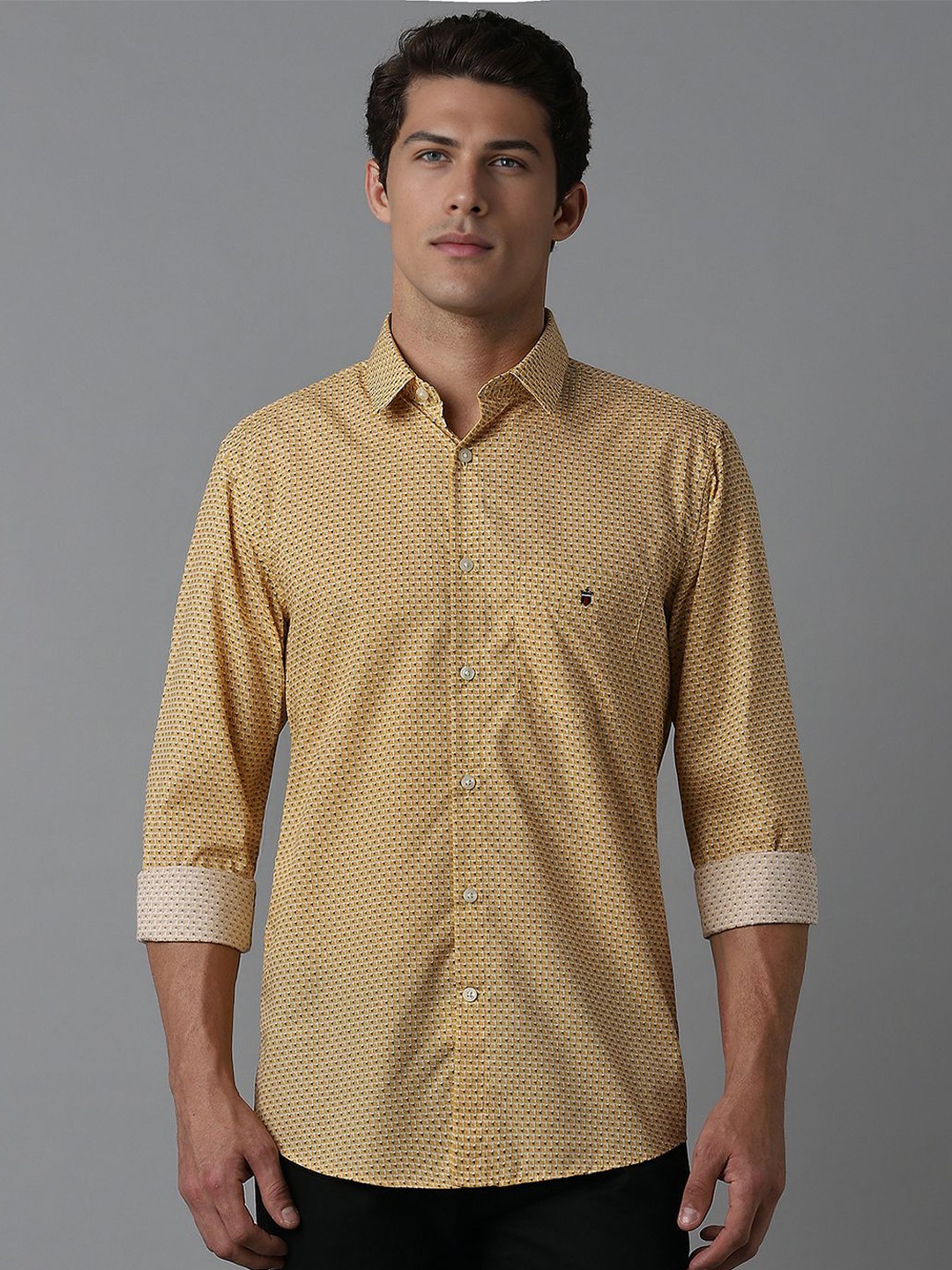 

Louis Philippe Sport Men Slim Fit Opaque Printed Casual Shirt, Yellow