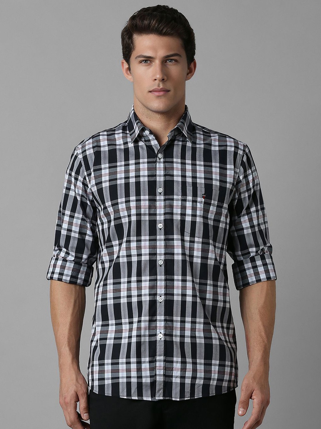 

Louis Philippe Sport Men Slim Fit Opaque Checked Casual Shirt, Black