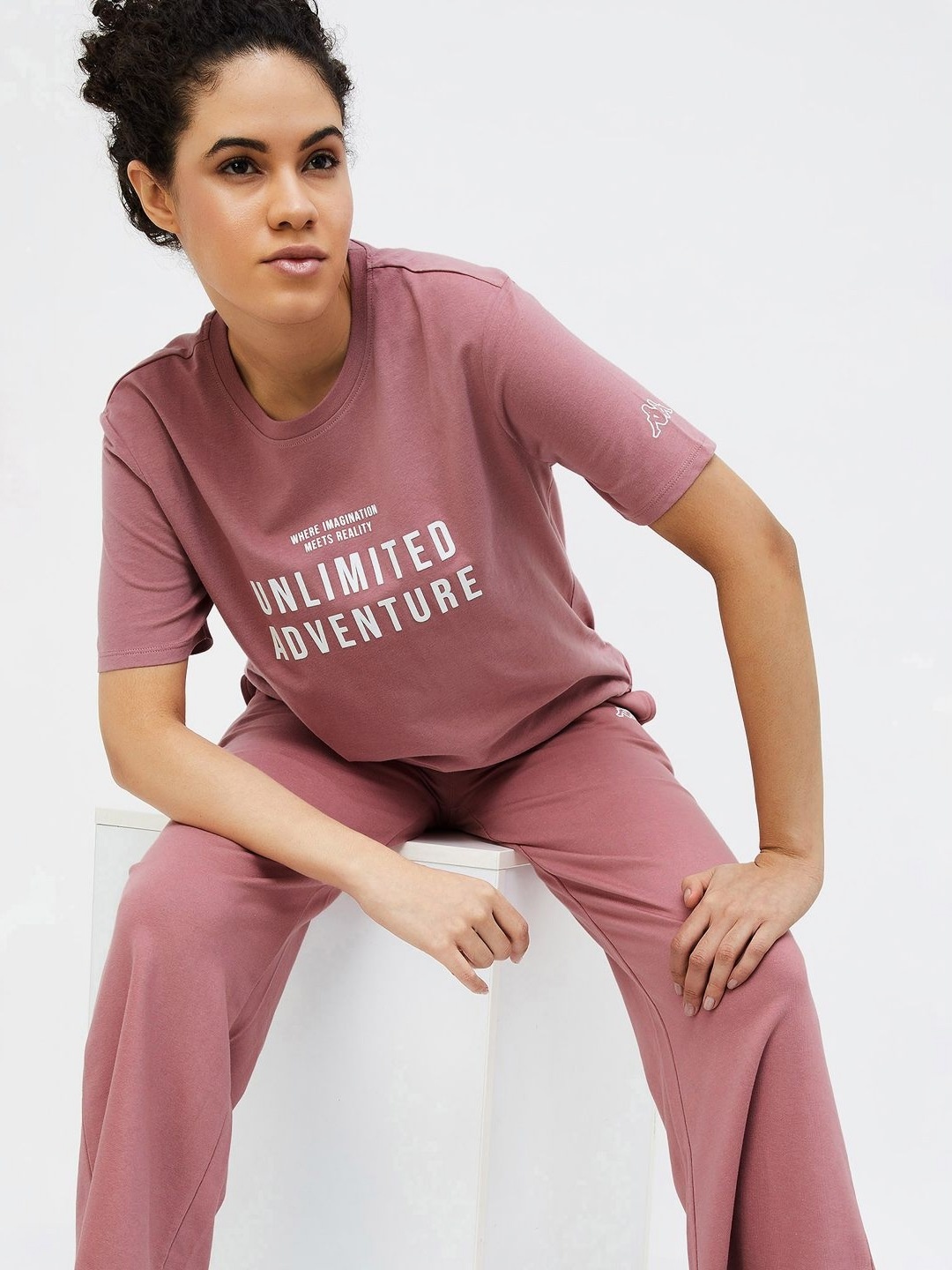 

Kappa Women Typography Printed Pockets T-shirt, Pink