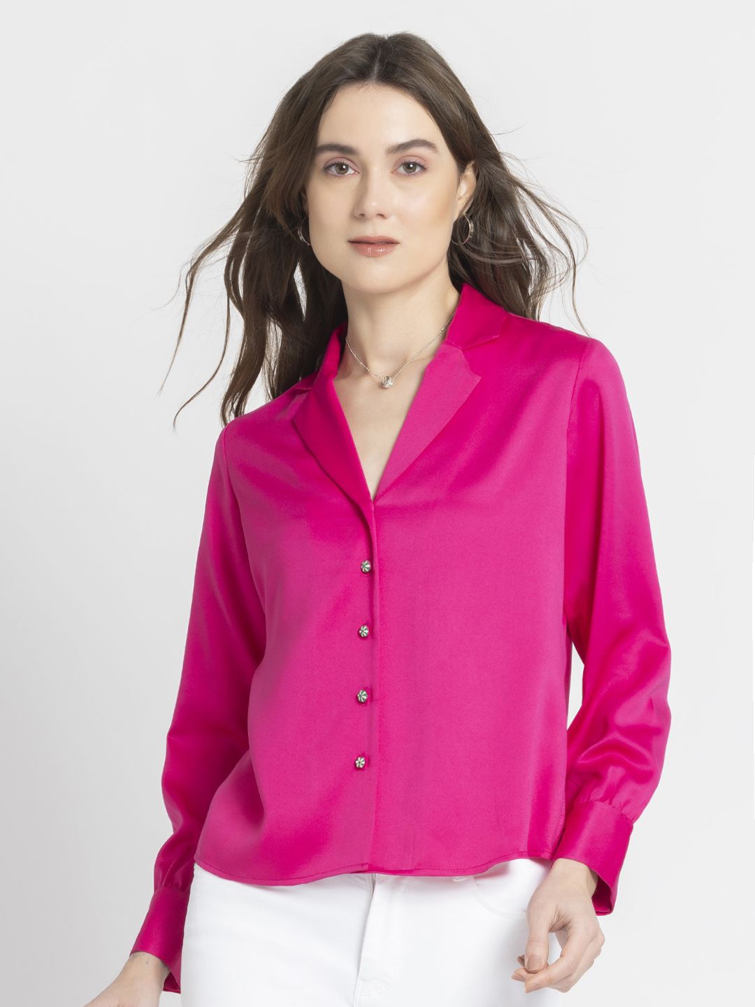 

SHAYE Women Classic Opaque Casual Shirt, Fuchsia