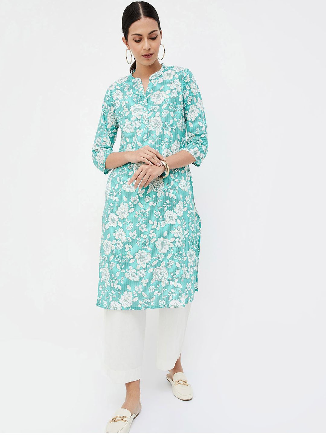 

Melange by Lifestyle Women Yoke Design Sequinned Kurta, Blue