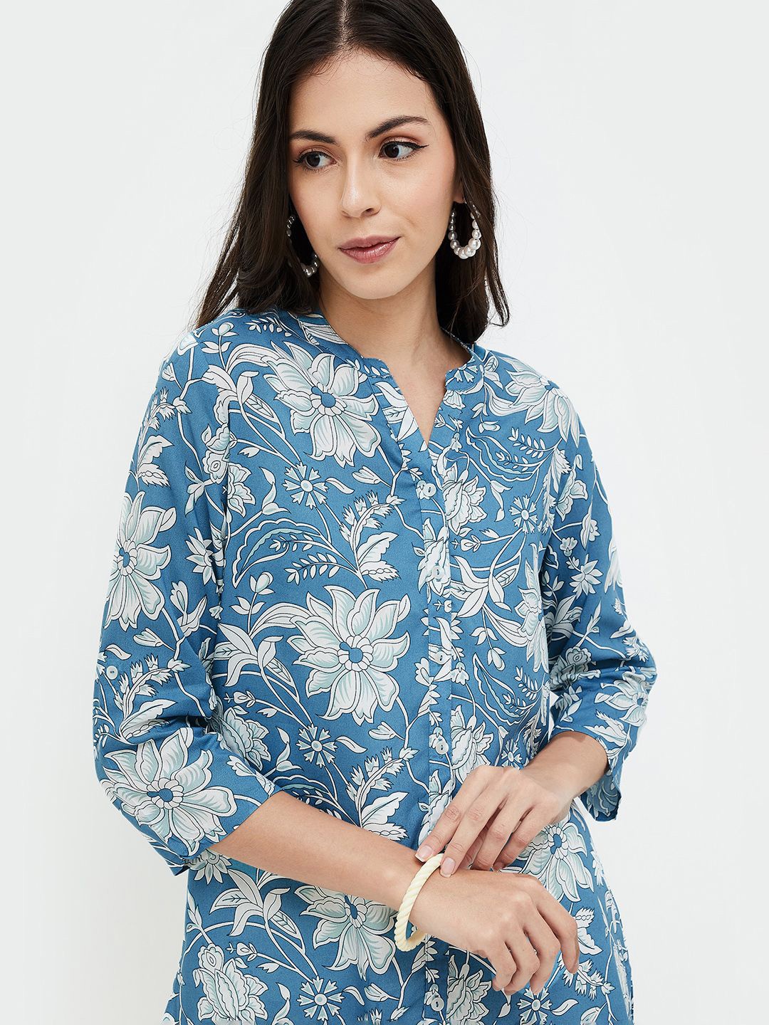 

Melange by Lifestyle Printed Viscose Rayon Tunic, Blue