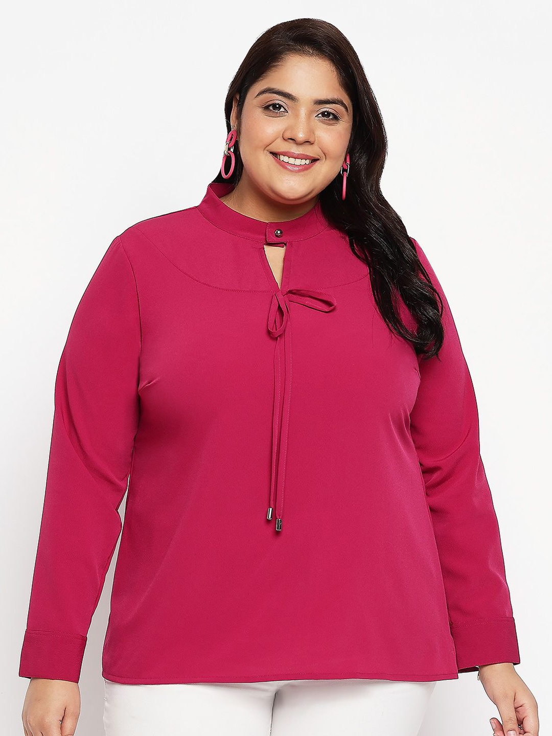 

wild U Tie-Up Neck Top, Pink