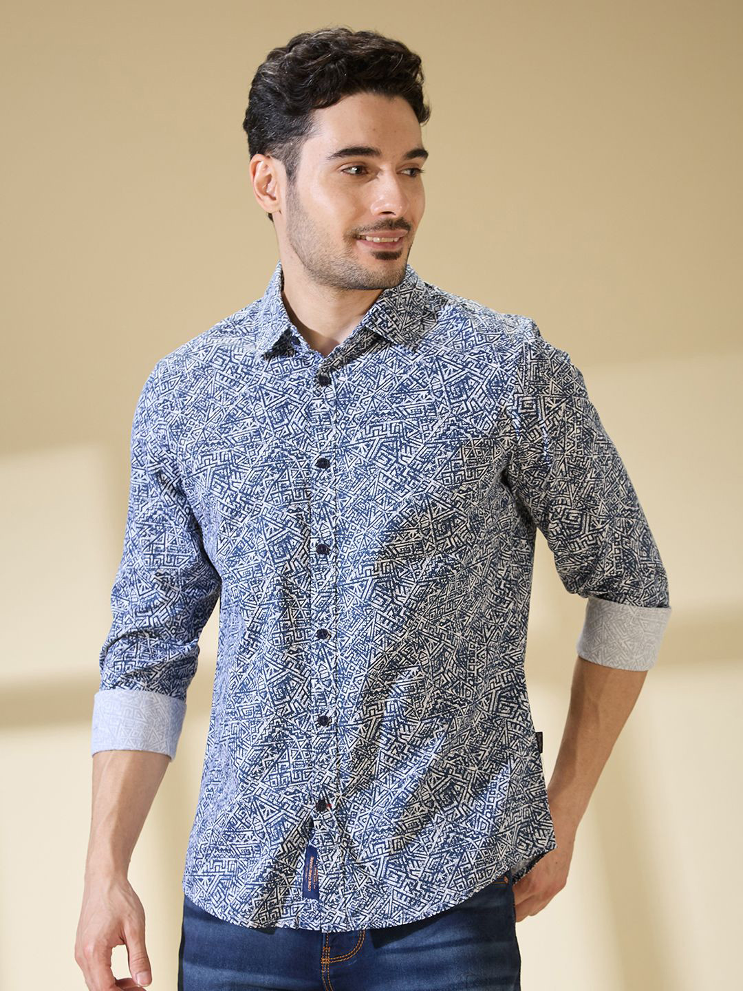 

Being Human Men Slim Fit Floral Opaque Printed Casual Shirt, Blue