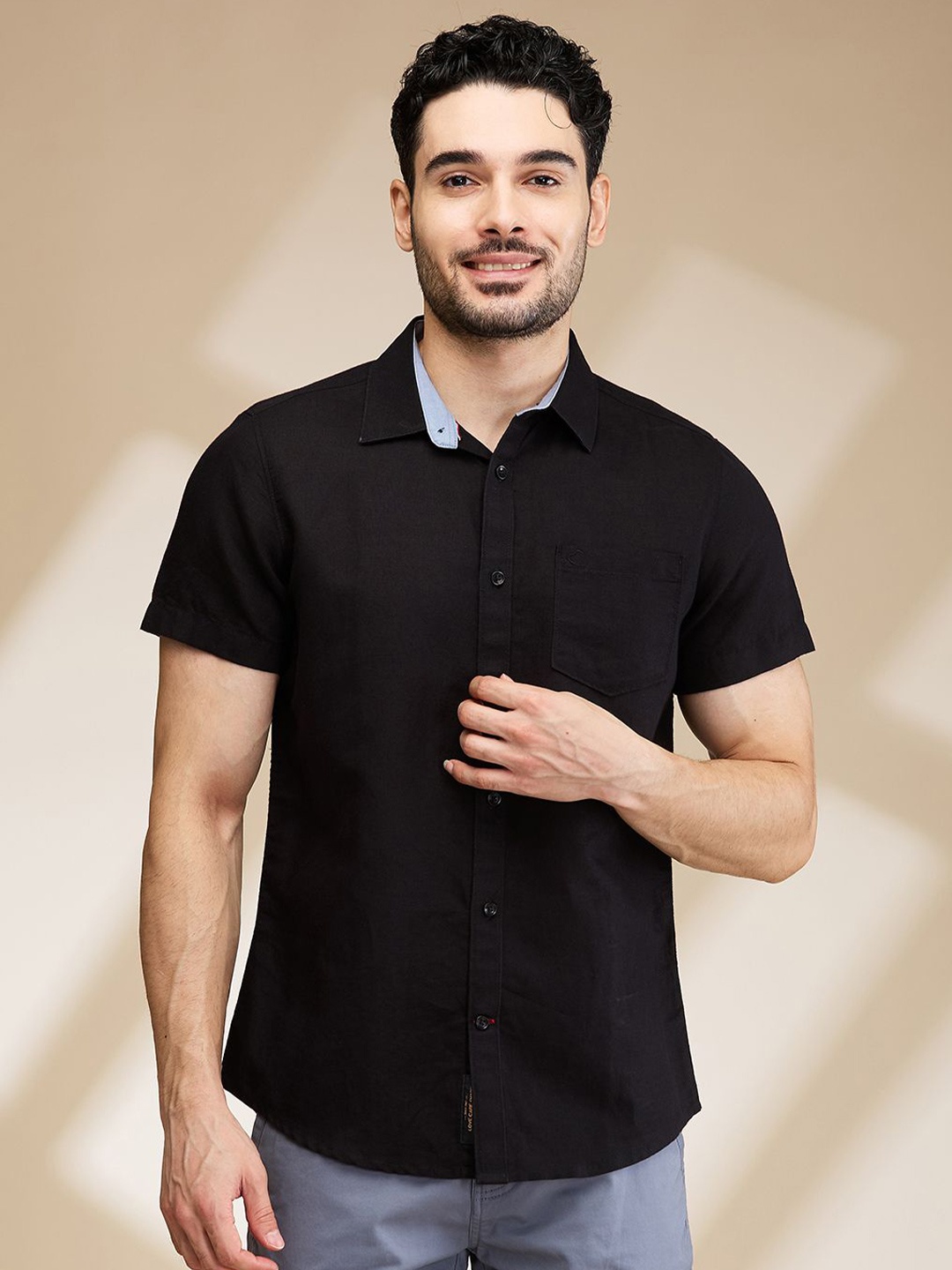 

Being Human Men Slim Fit Opaque Casual Shirt, Black