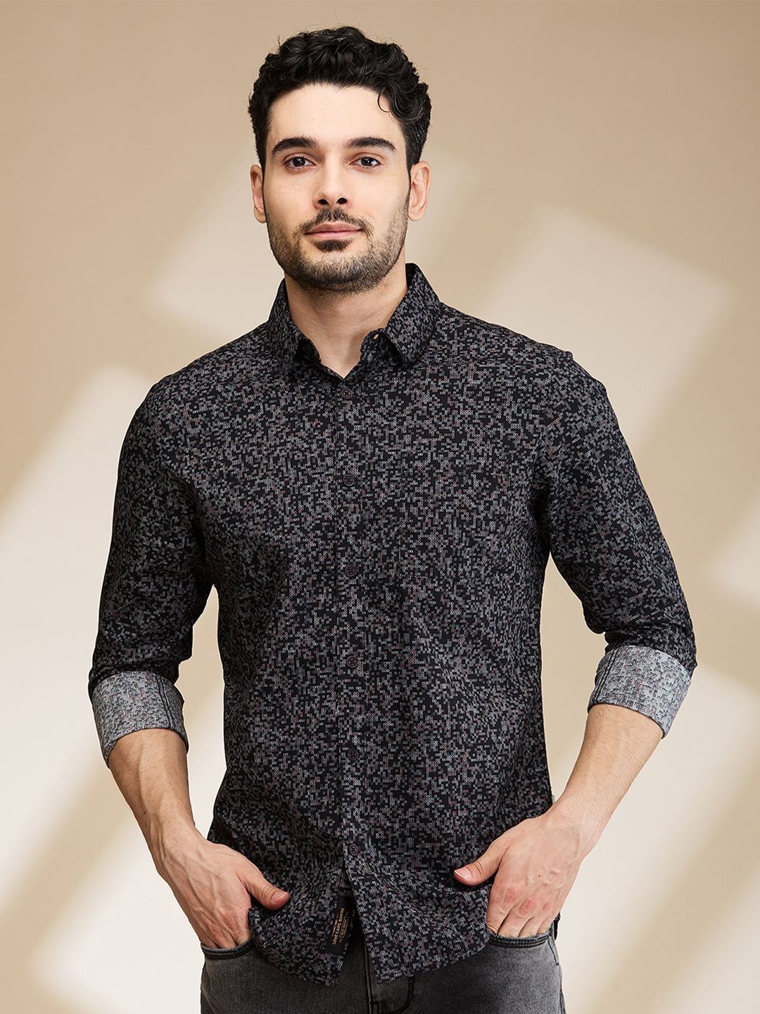 

Being Human Men Slim Fit Floral Opaque Printed Casual Shirt, Black