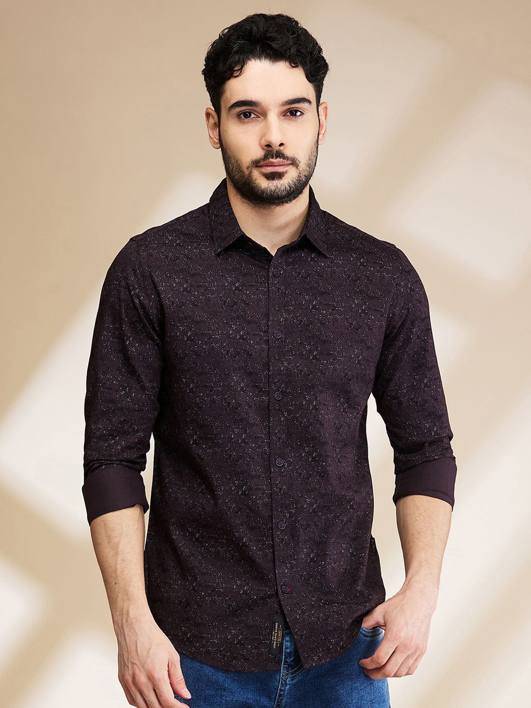 

Being Human Men Slim Fit Opaque Printed Casual Shirt, Brown