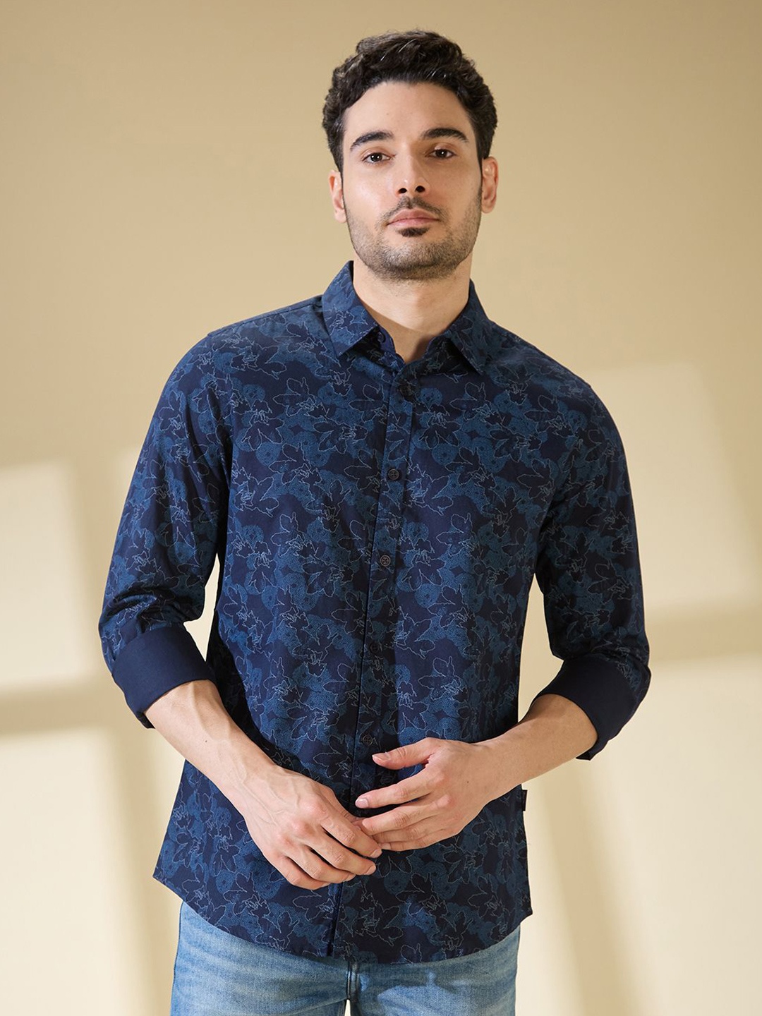 

Being Human Men Slim Fit Floral Opaque Printed Casual Shirt, Blue