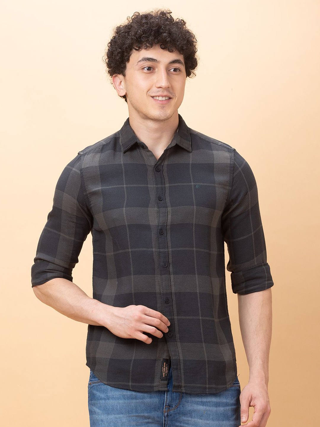 

Being Human Men Slim Fit Opaque Checked Casual Shirt, Green