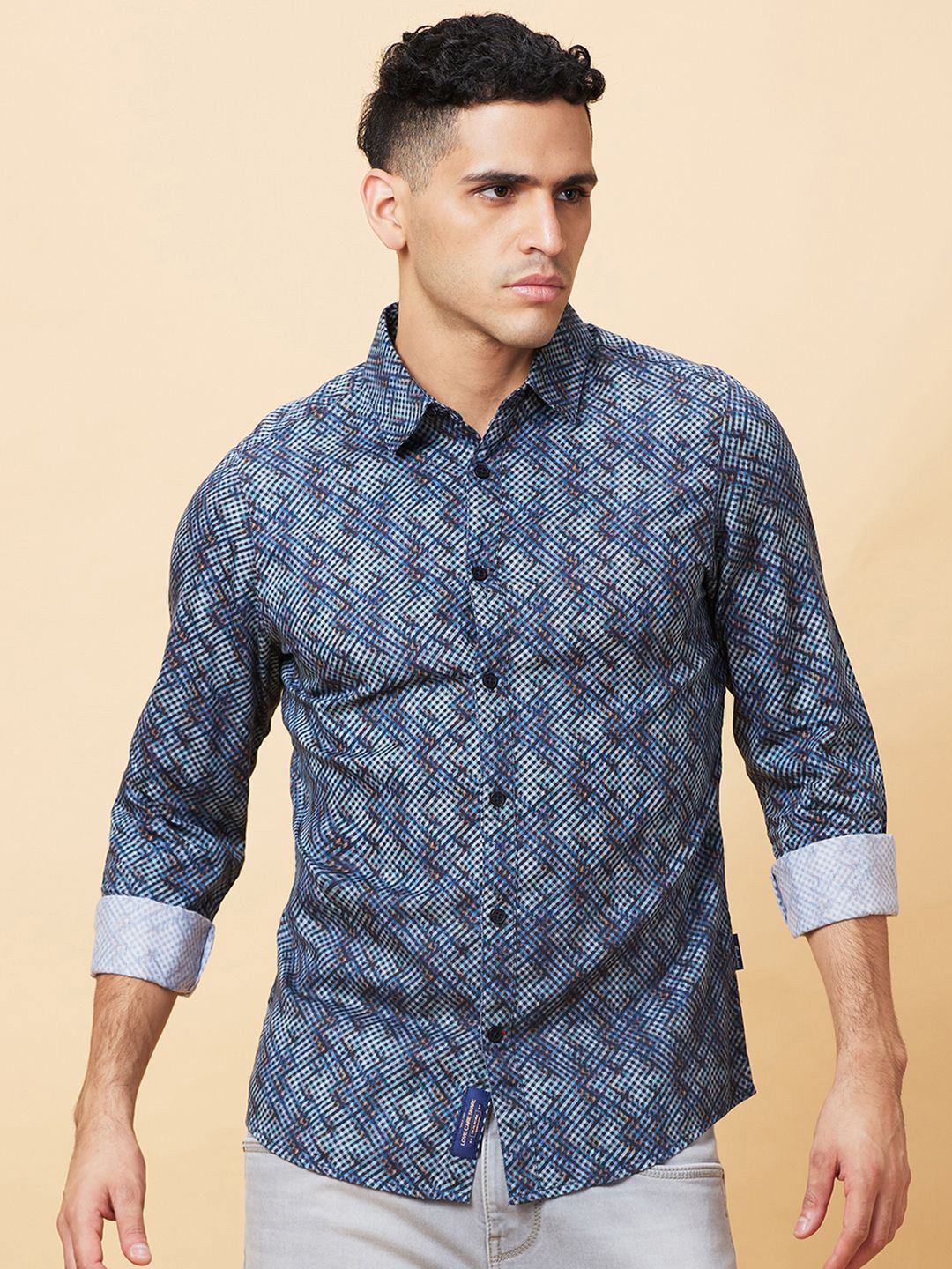 

Being Human Men Slim Fit Opaque Printed Casual Shirt, Blue