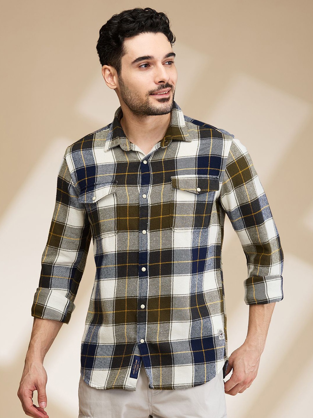 

Being Human Men Slim Fit Tartan Checks Opaque Checked Casual Shirt, Green