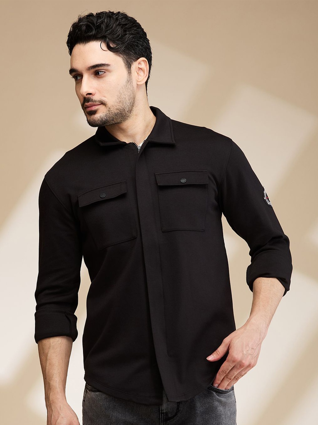 

Being Human Men Slim Fit Opaque Casual Shirt, Black