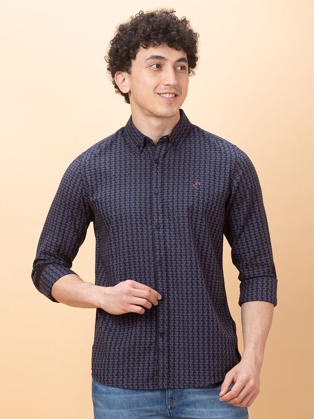

Being Human Men Slim Fit Opaque Printed Casual Shirt, Black