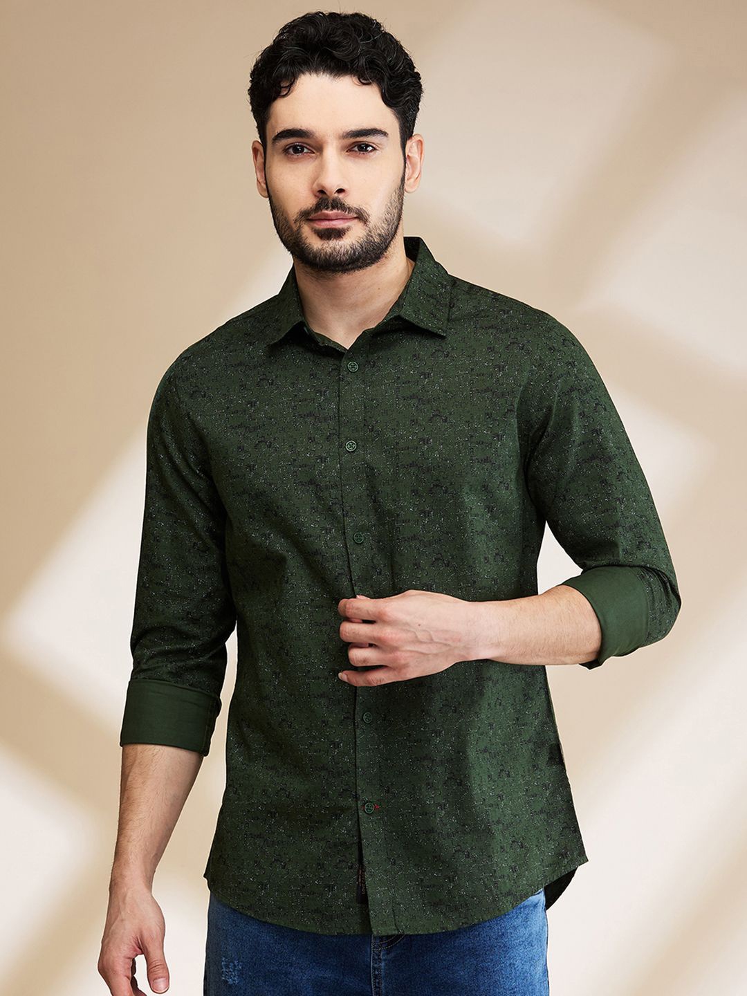 

Being Human Men Slim Fit Floral Opaque Printed Casual Shirt, Green