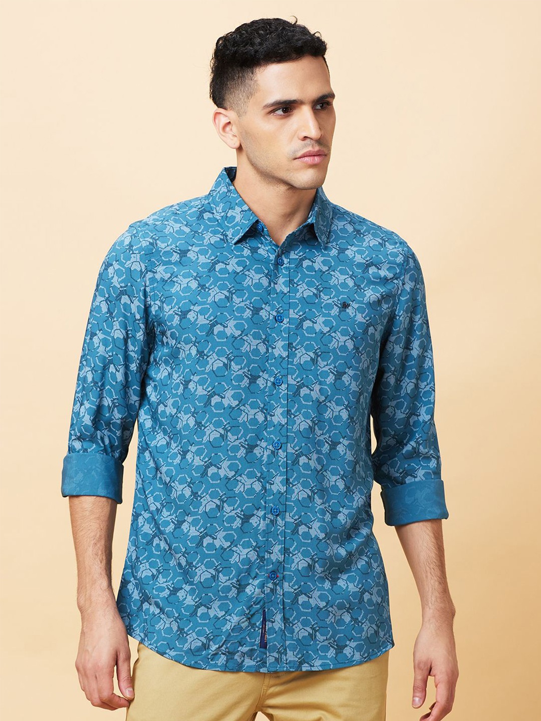 

Being Human Men Slim Fit Floral Opaque Printed Casual Shirt, Blue