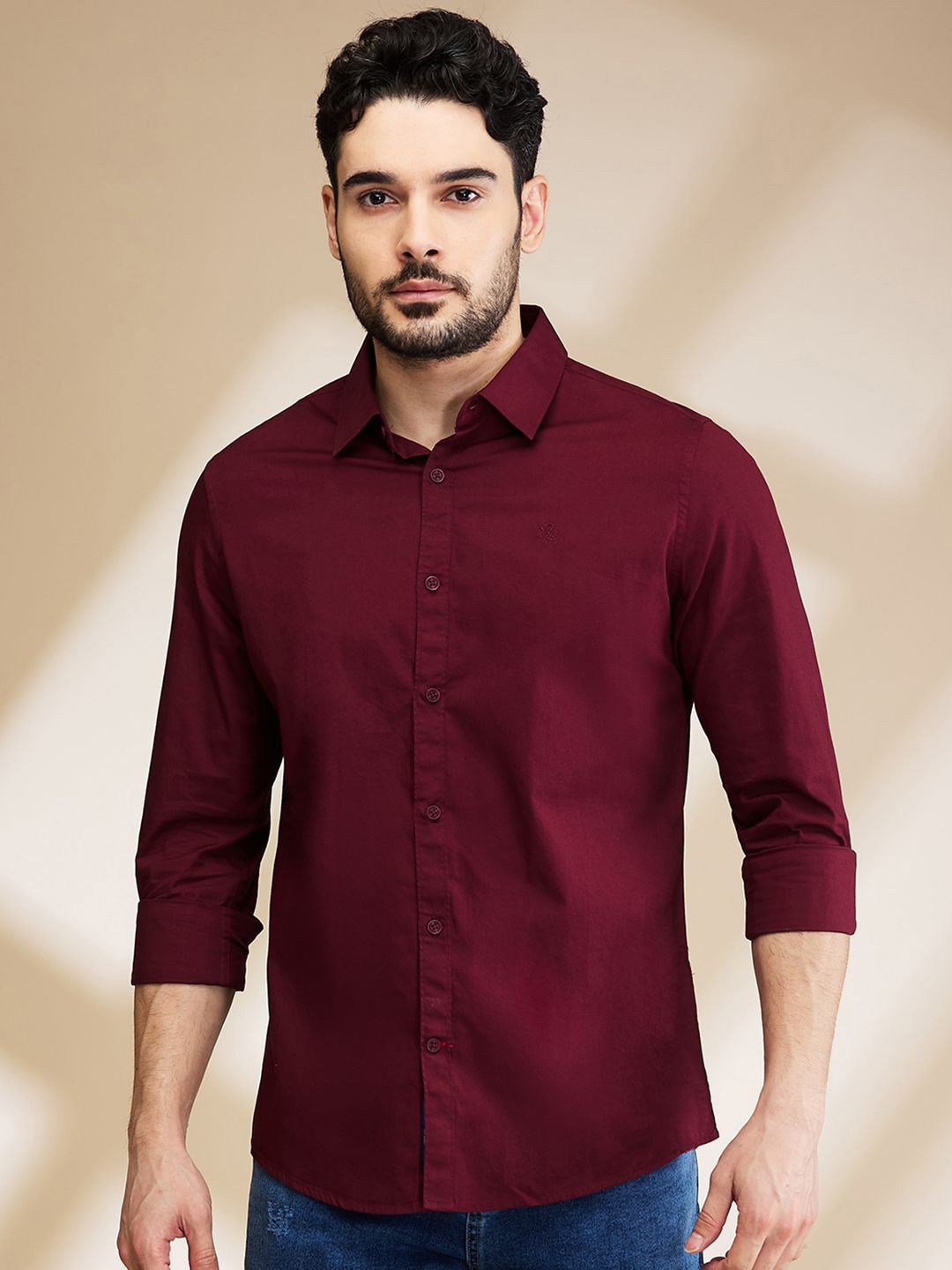 

Being Human Men Slim Fit Opaque Casual Shirt, Red