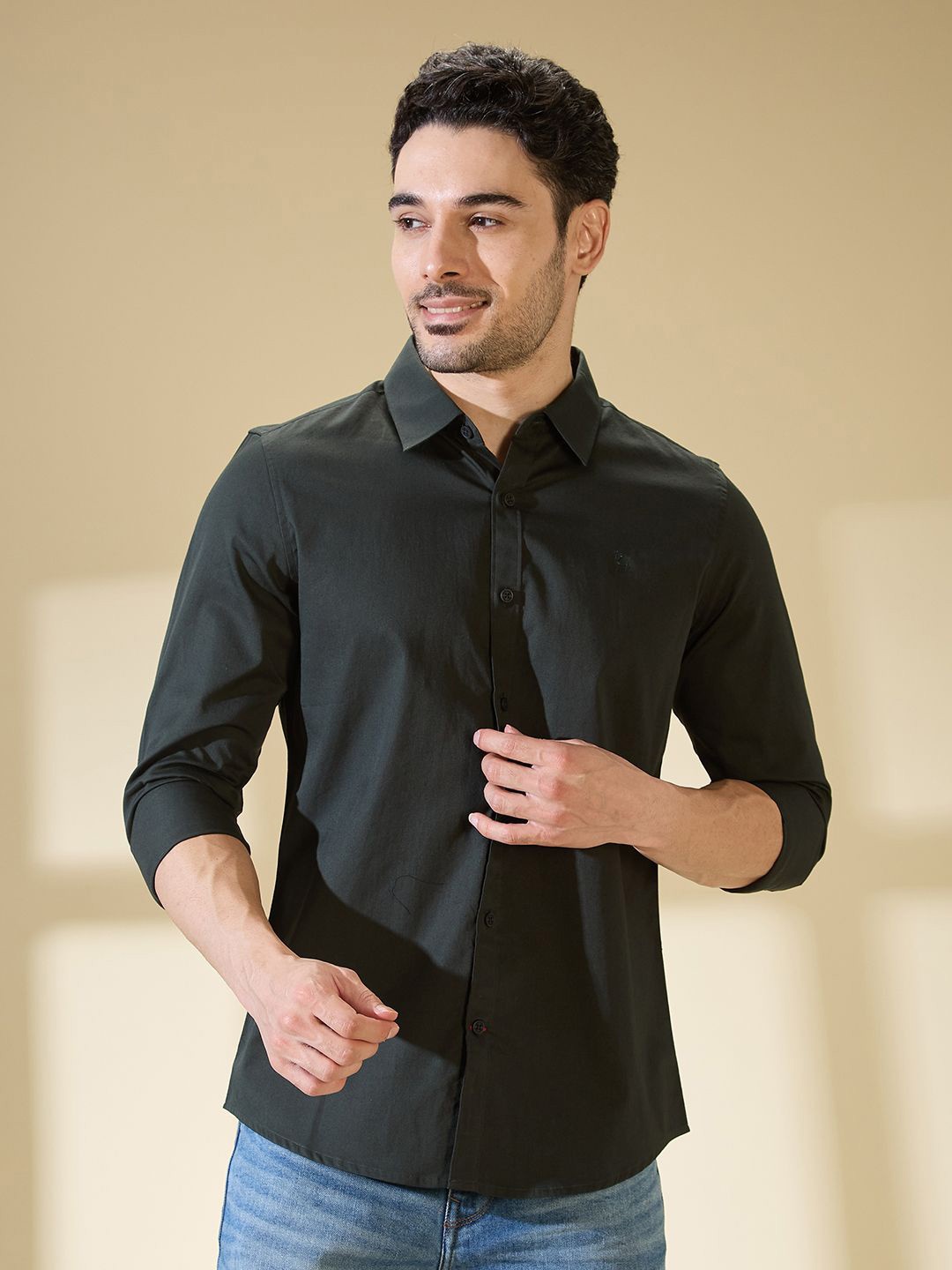 

Being Human Men Slim Fit Opaque Casual Shirt, Green