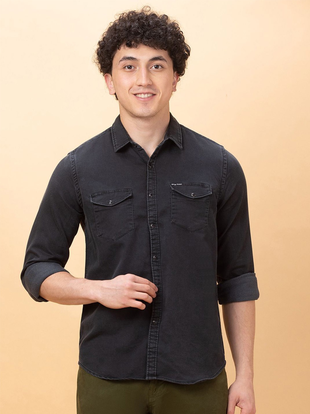

Being Human Men Slim Fit Opaque Casual Shirt, Black