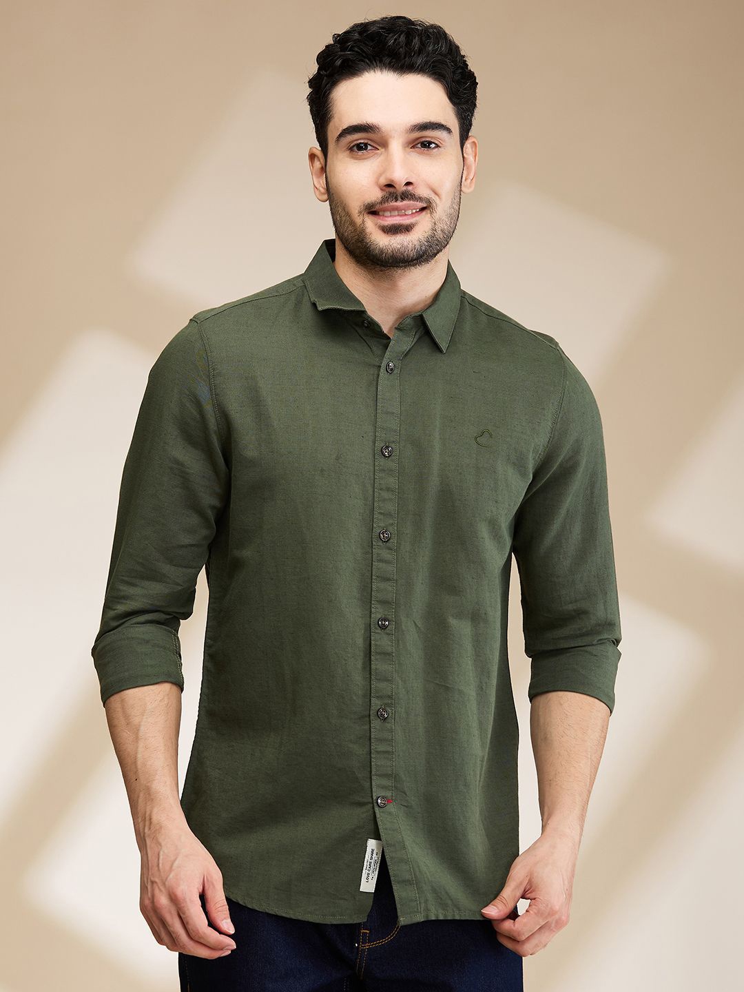 

Being Human Men Slim Fit Opaque Casual Shirt, Green