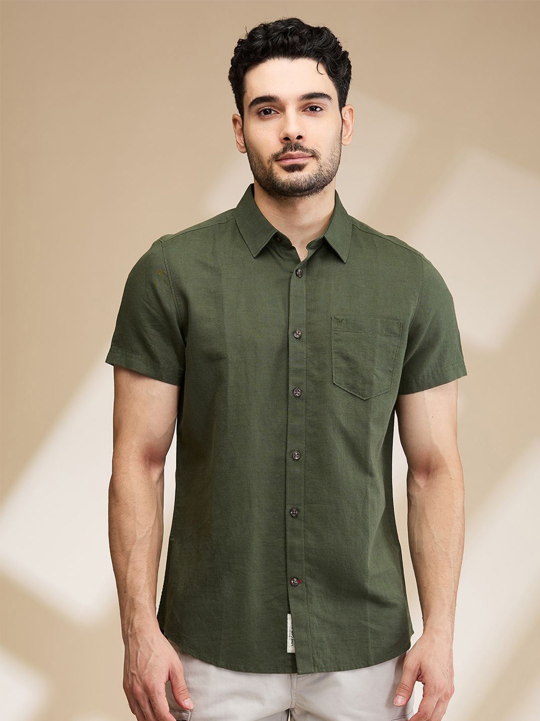 

Being Human Men Slim Fit Opaque Casual Shirt, Green