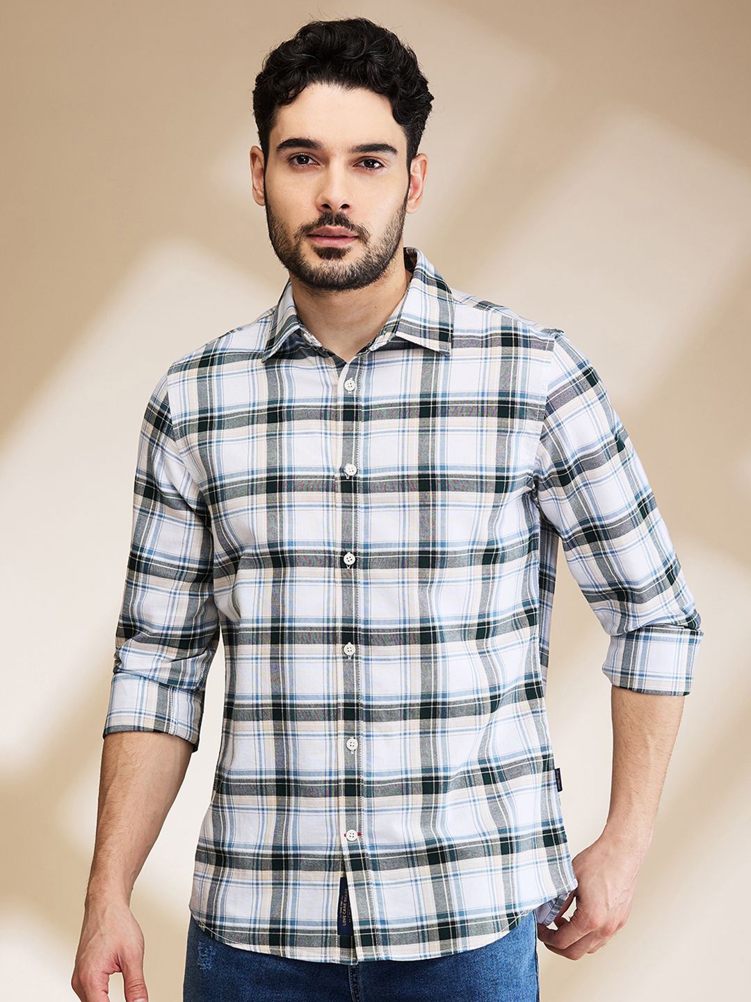 

Being Human Men Slim Fit Tartan Checks Opaque Checked Casual Shirt, Green