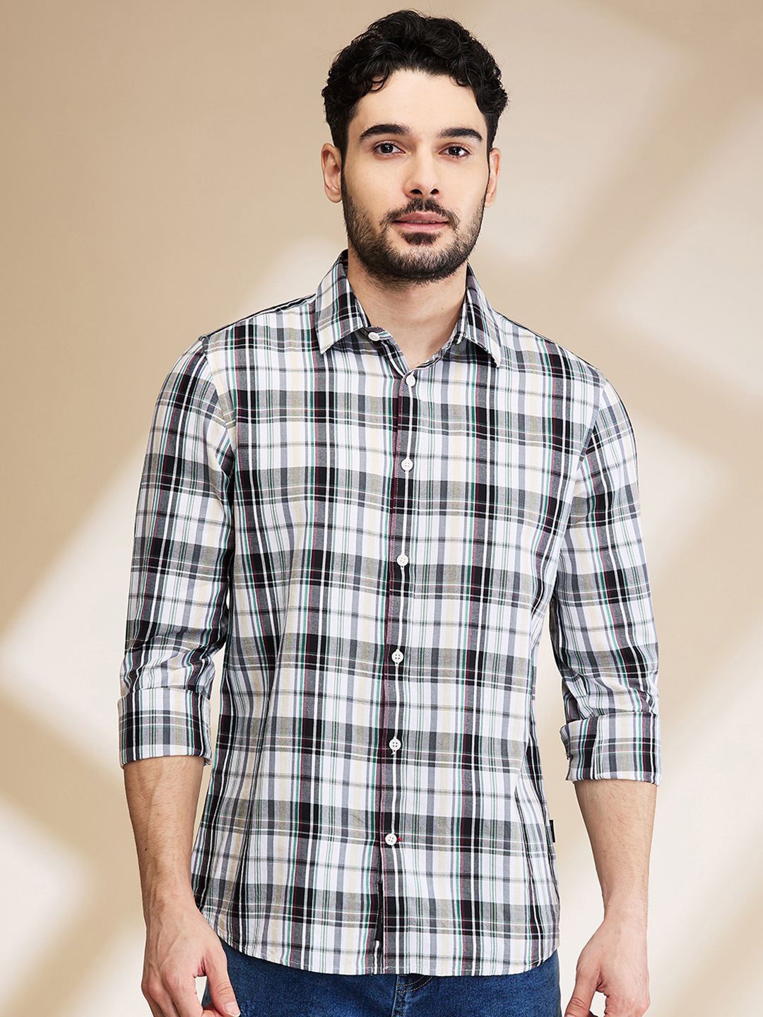 

Being Human Men Slim Fit Tartan Checks Opaque Checked Casual Shirt, Black