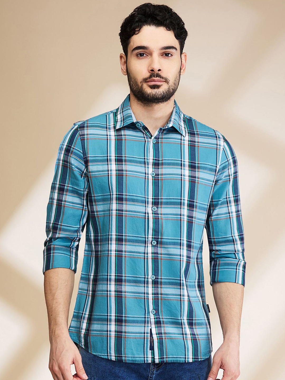 

Being Human Men Slim Fit Tartan Checks Opaque Checked Casual Shirt, Grey