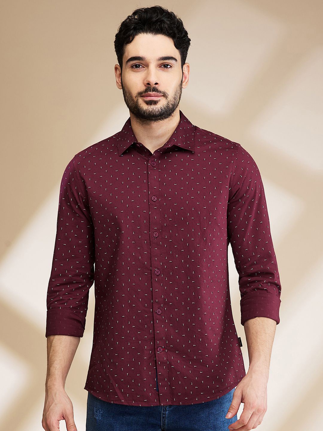 

Being Human Men Slim Fit Opaque Printed Casual Shirt, Purple