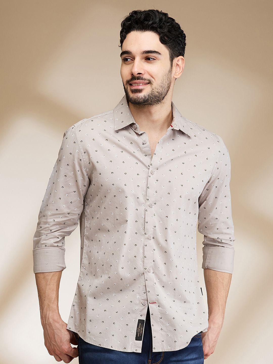 

Being Human Men Slim Fit Opaque Printed Casual Shirt, Grey