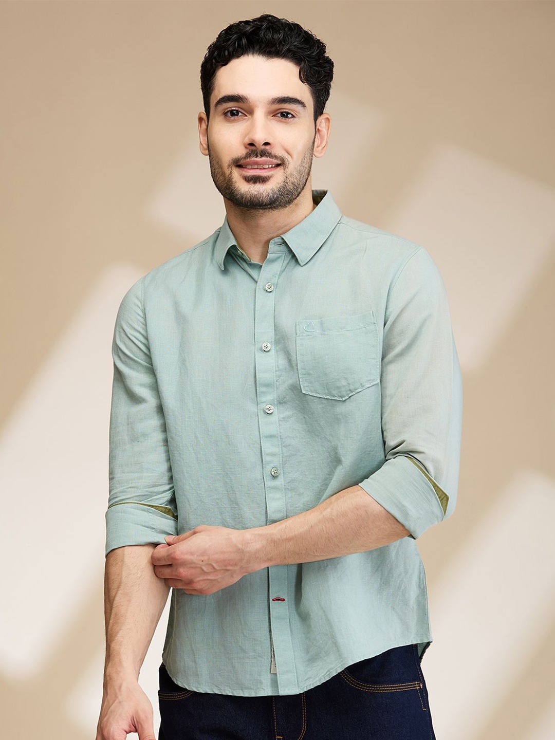 

Being Human Men Slim Fit Opaque Casual Shirt, Green