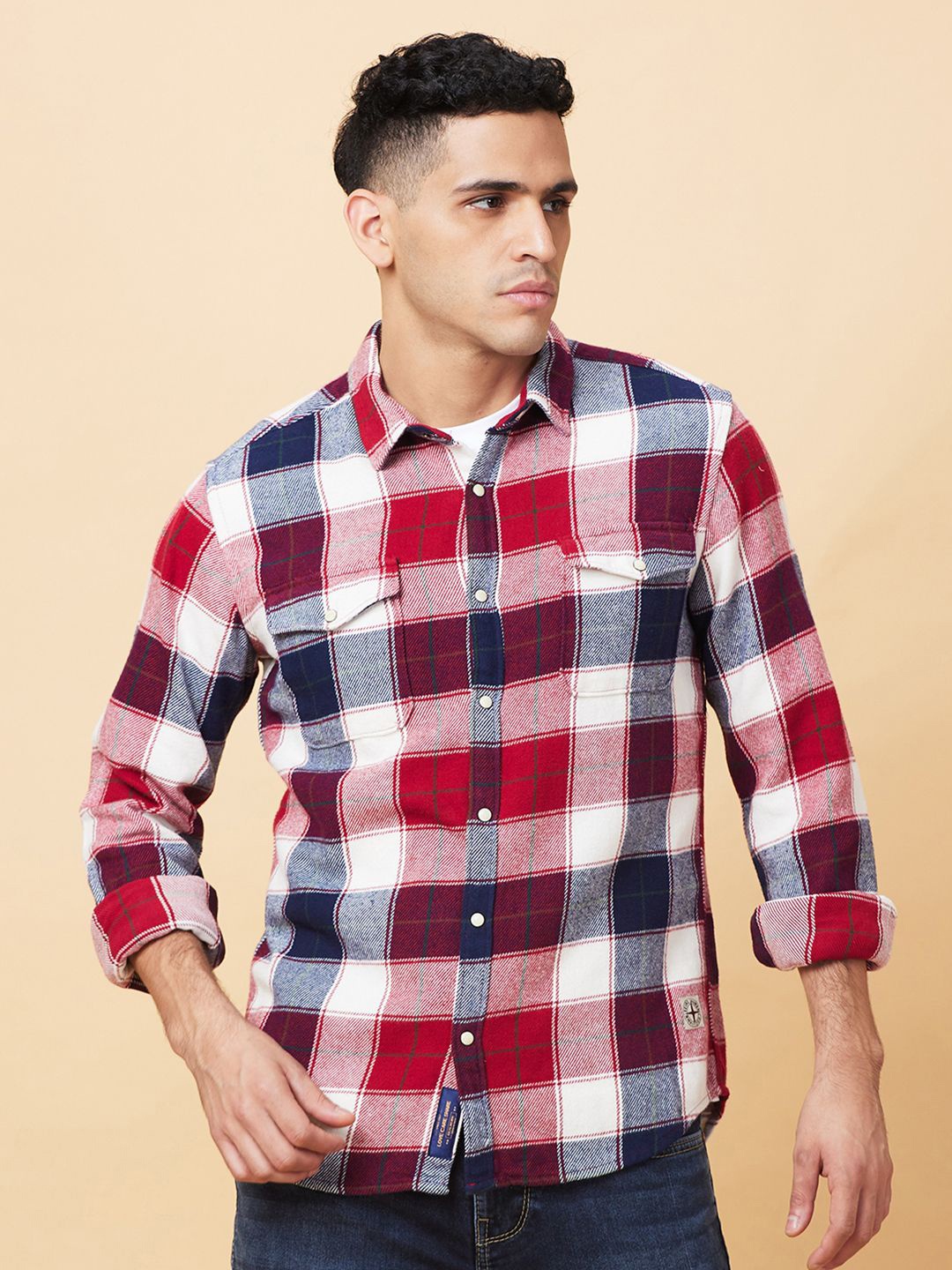 

Being Human Men Slim Fit Tartan Checks Opaque Checked Casual Shirt, Red