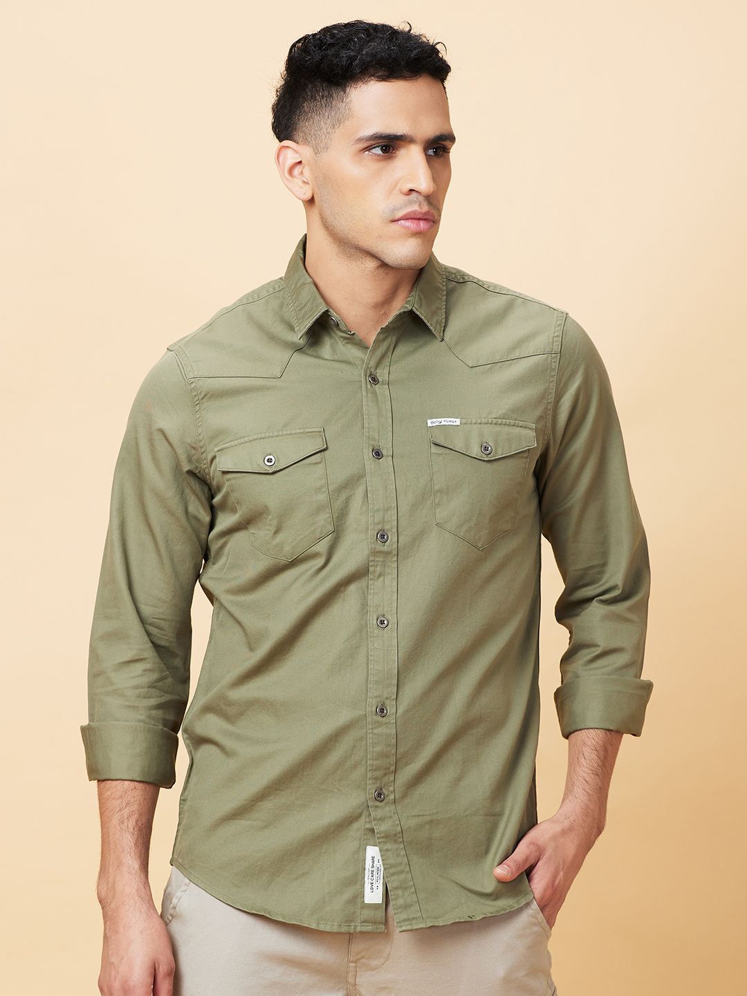 

Being Human Men Slim Fit Opaque Casual Shirt, Green