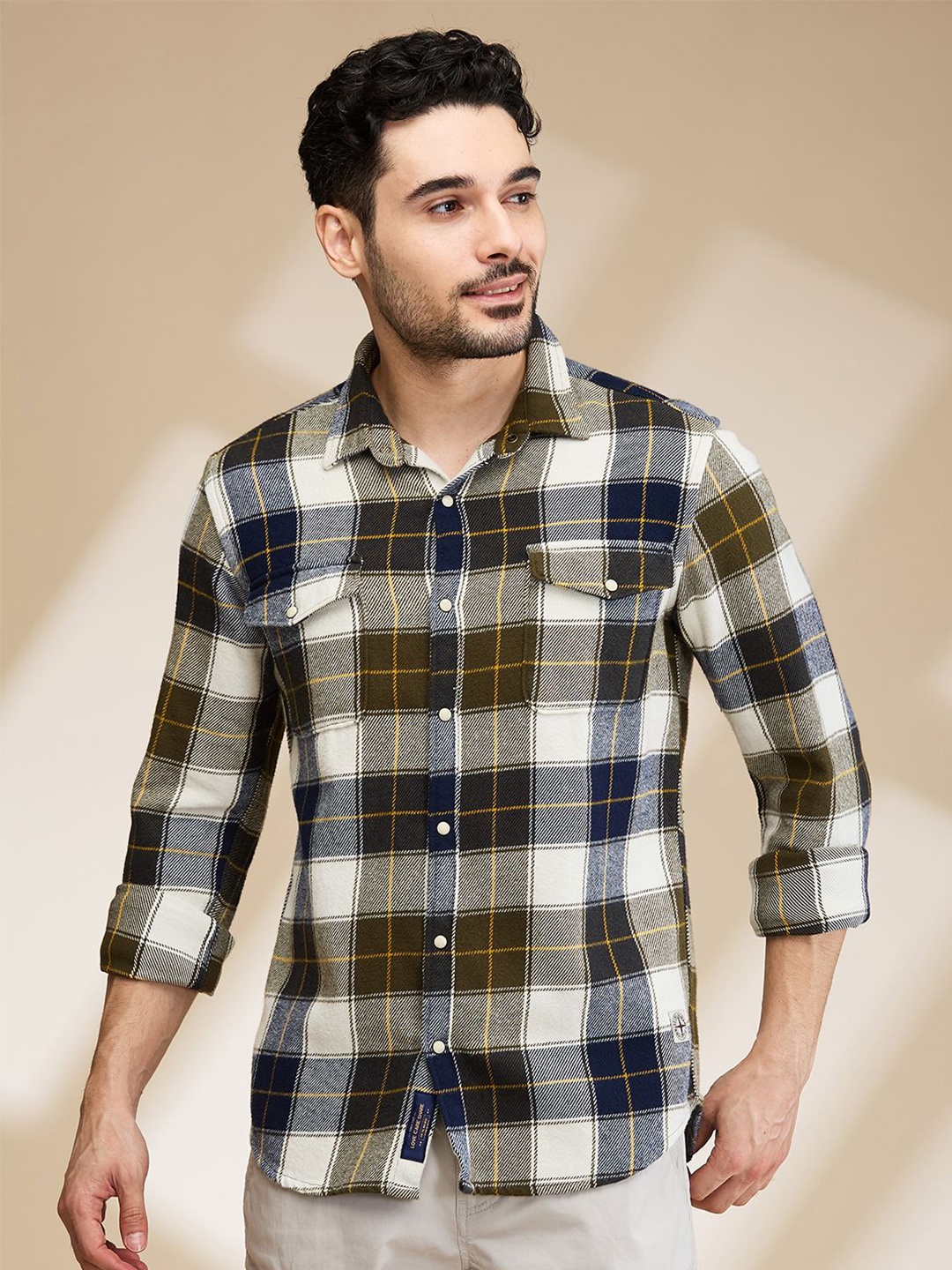 

Being Human Men Slim Fit Tartan Checks Opaque Checked Casual Shirt, Green