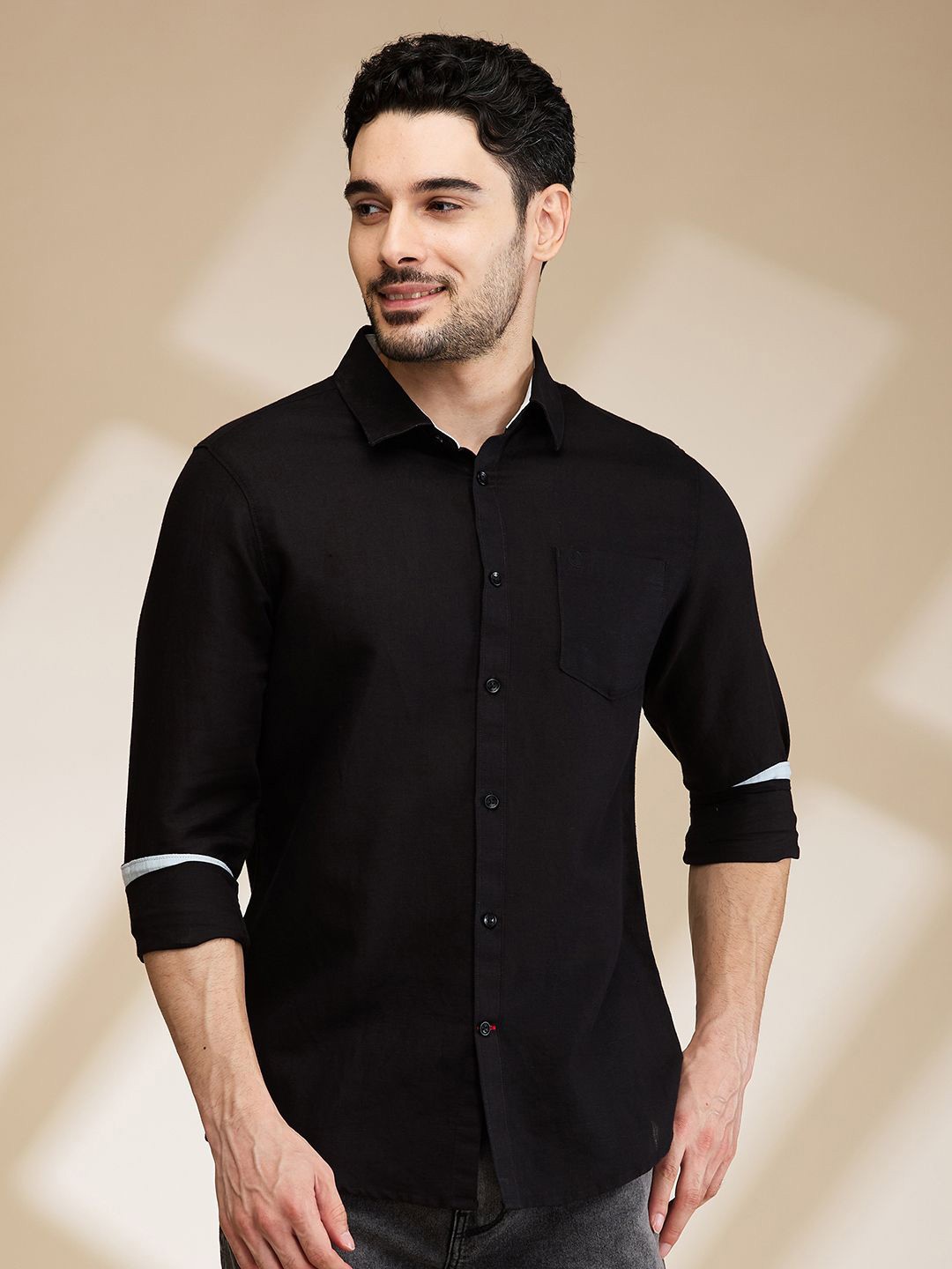 

Being Human Men Slim Fit Opaque Casual Shirt, Black