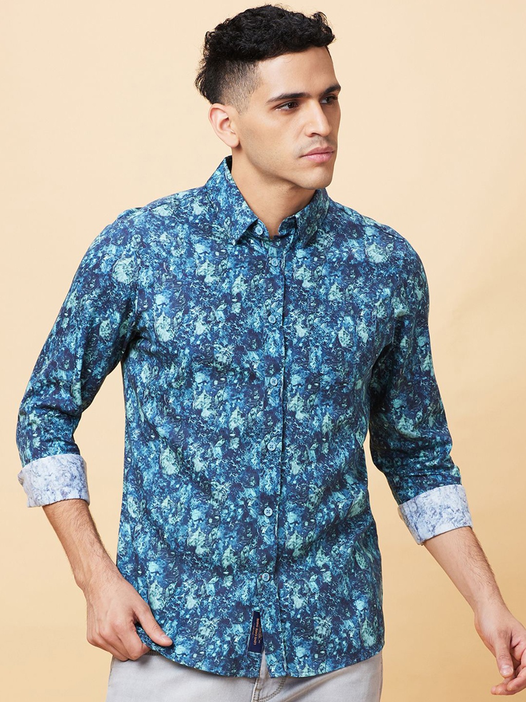 

Being Human Men Slim Fit Floral Opaque Printed Casual Shirt, Blue
