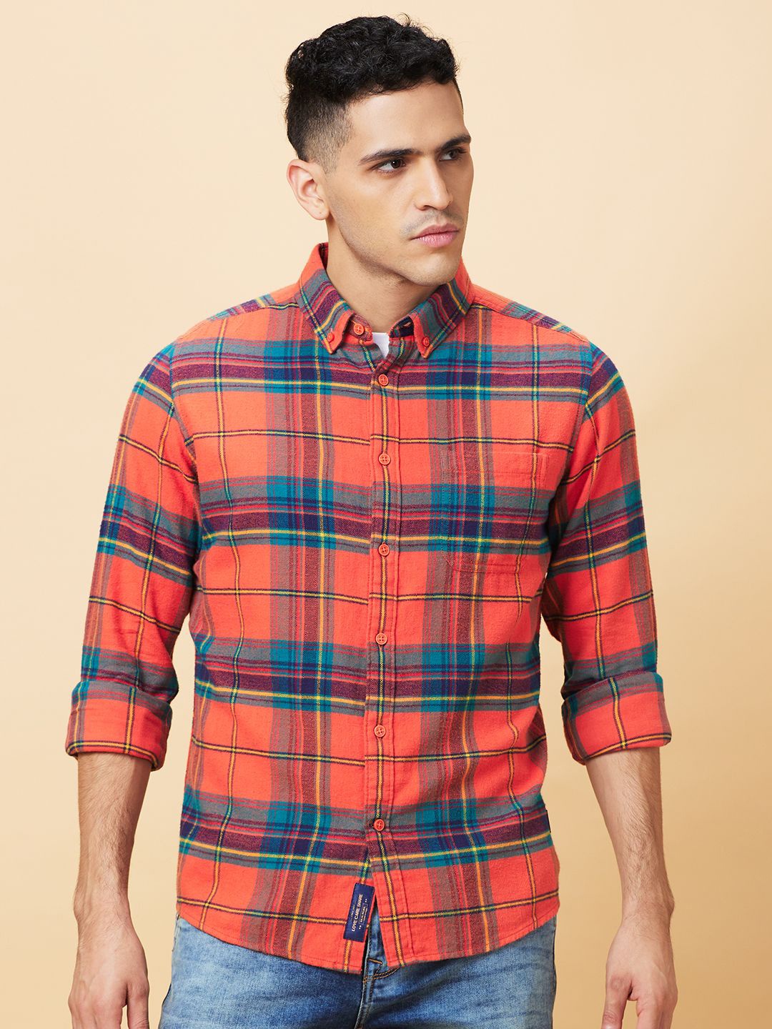 

Being Human Men Slim Fit Tartan Checks Opaque Checked Casual Shirt, Blue