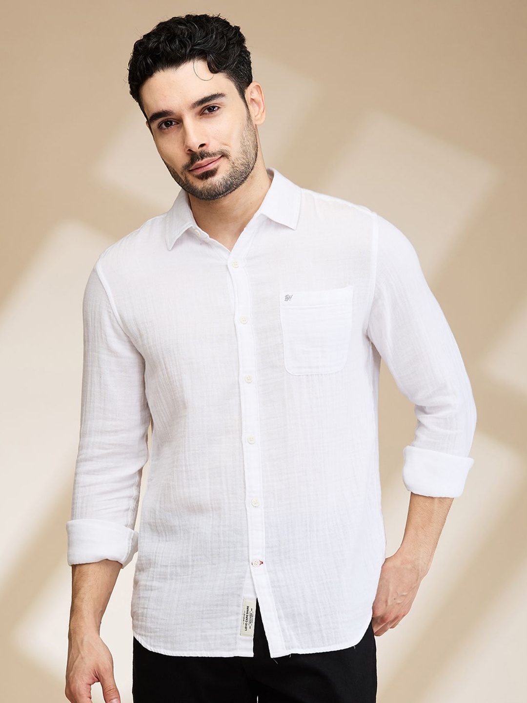 

Being Human Men Slim Fit Opaque Casual Shirt, White