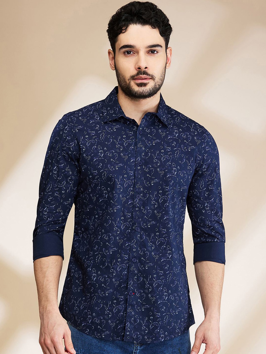 

Being Human Men Slim Fit Floral Opaque Printed Casual Shirt, Blue