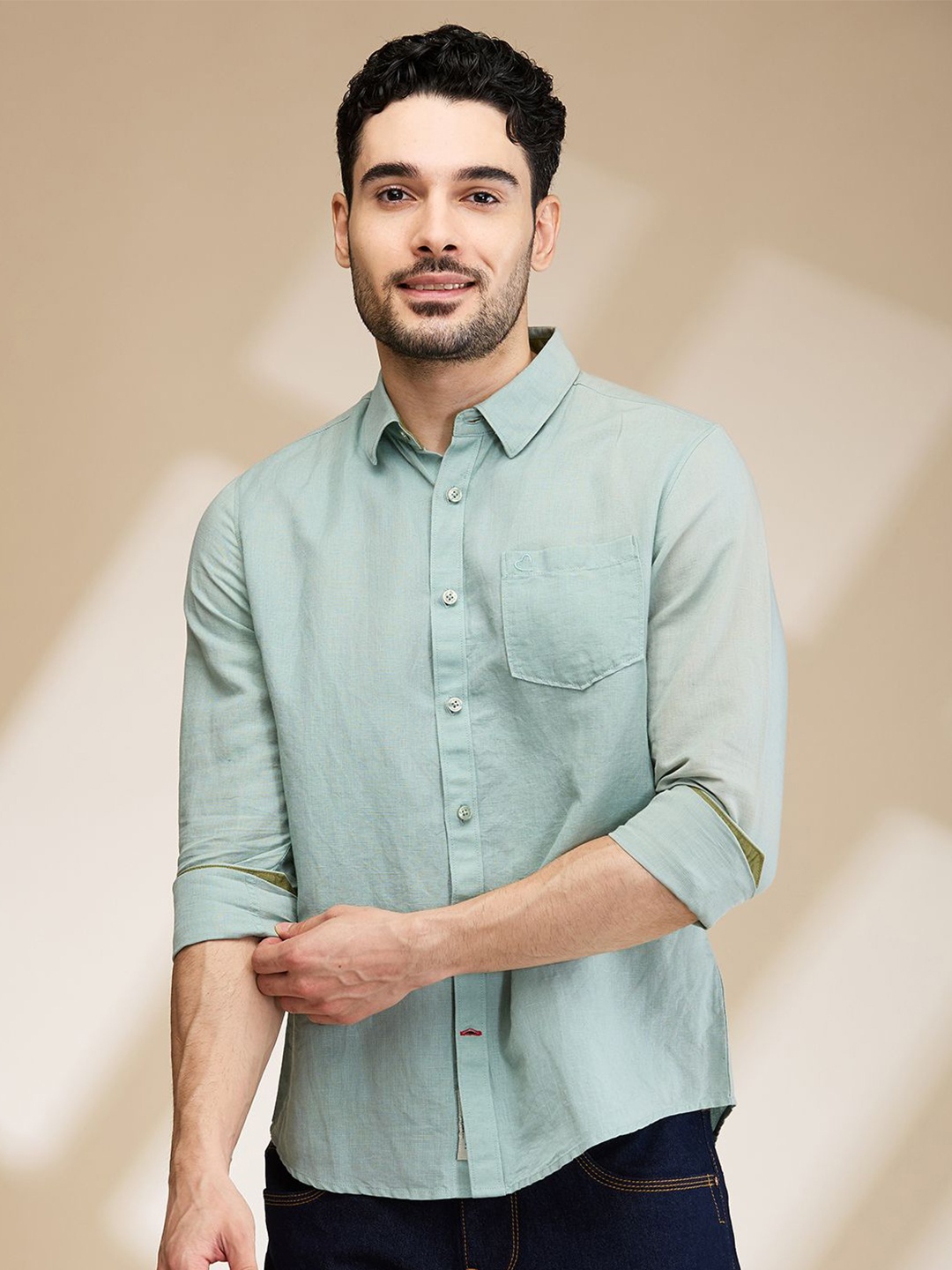 

Being Human Men Slim Fit Opaque Casual Shirt, Green
