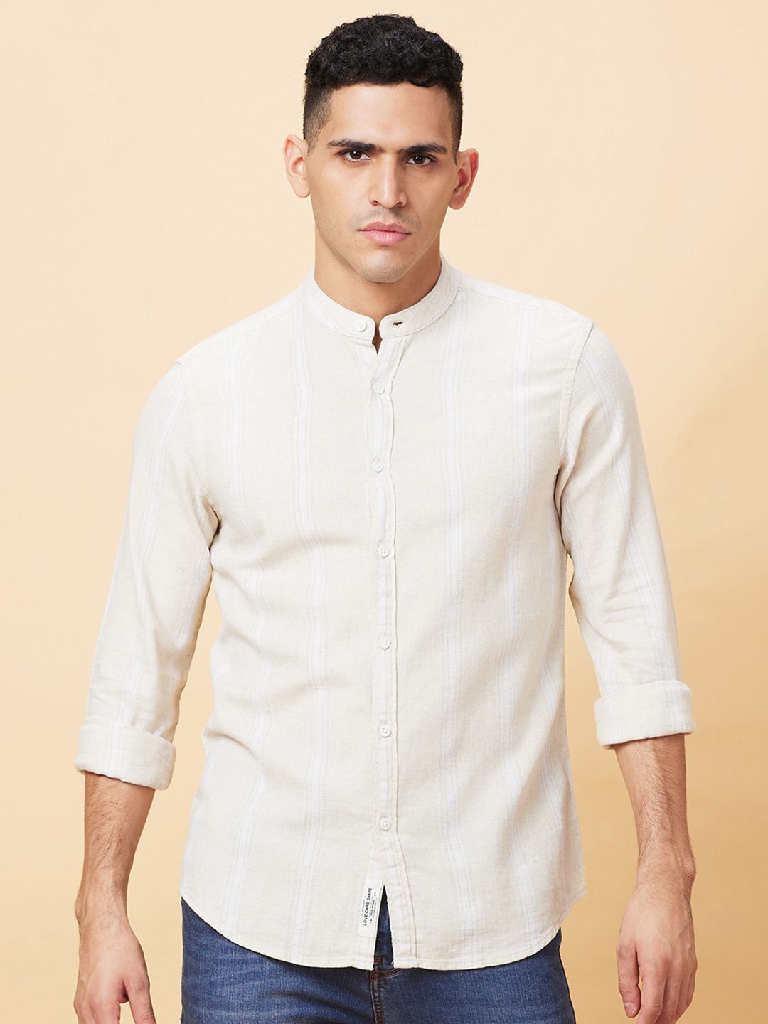 

Being Human Men Slim Fit Opaque Checked Casual Shirt, Beige