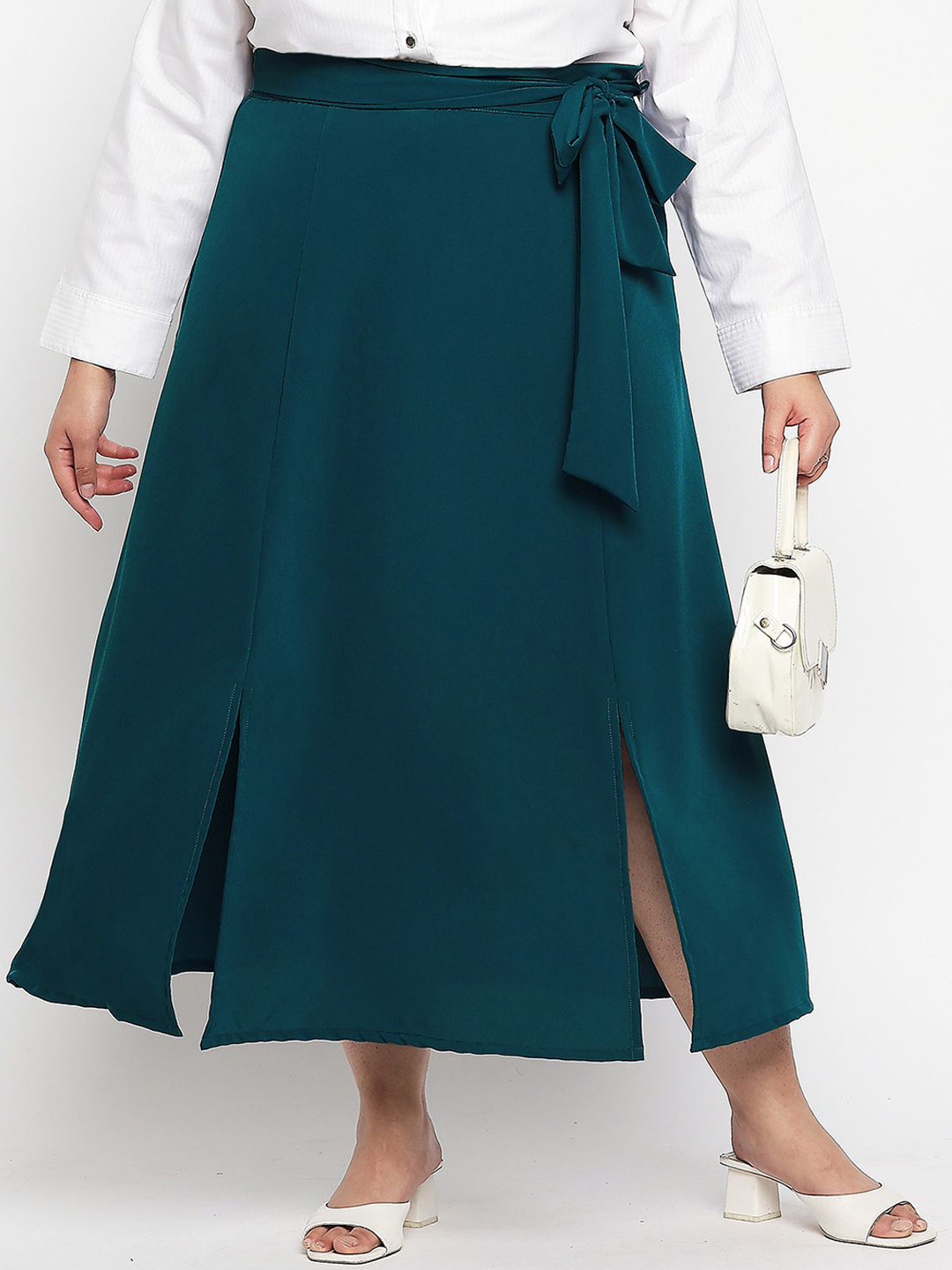 

wild U Plus Size A-Line Midi Skirt, Green