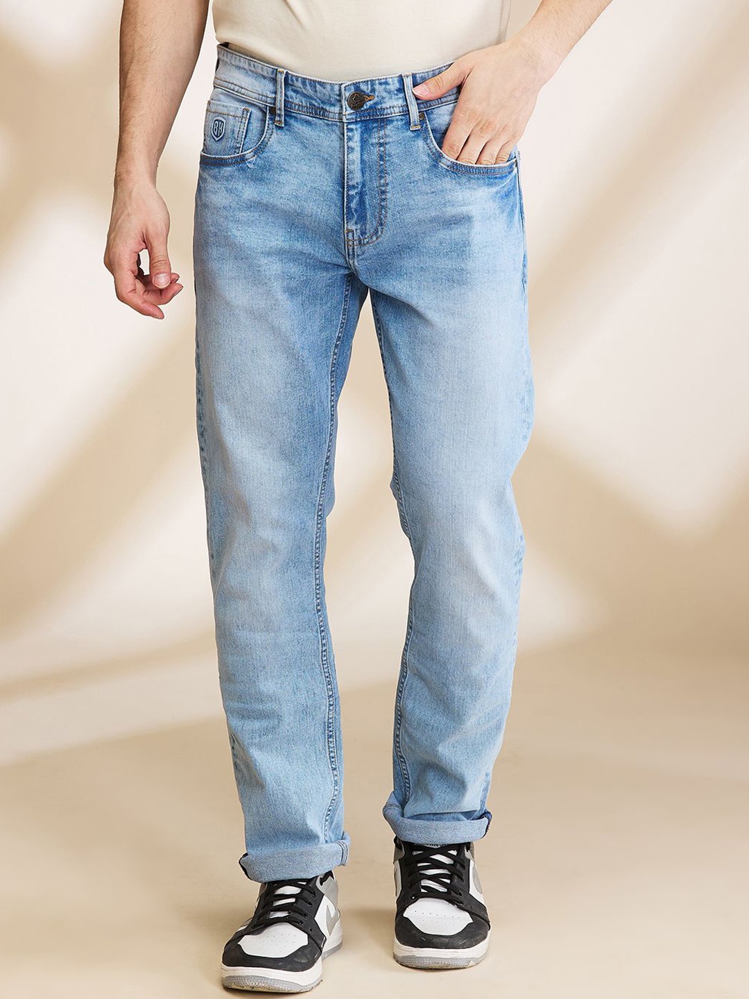 

Being Human Men Low Distress Heavy Fade Jeans, Blue