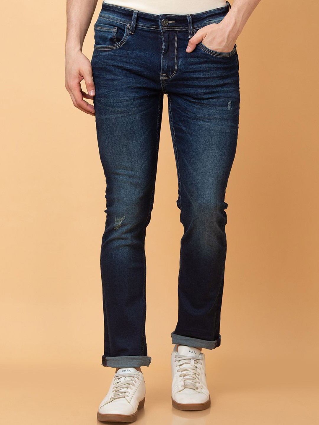 

Being Human Men Low Distress Heavy Fade Jeans, Blue
