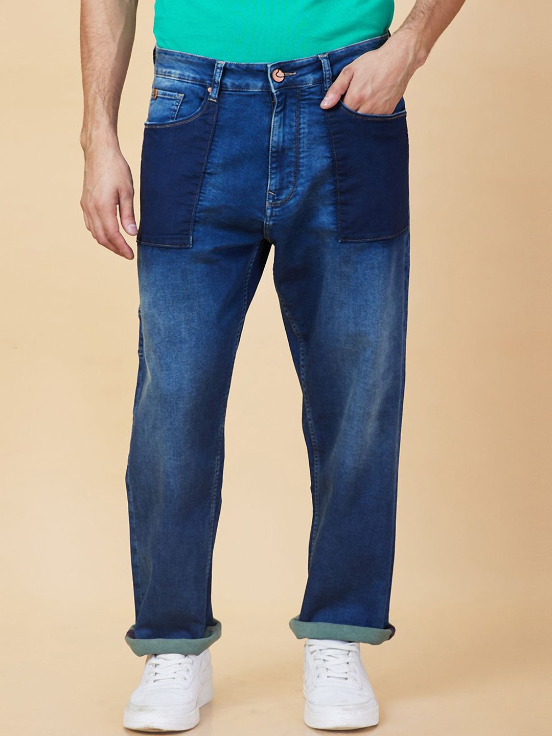 

Being Human Men Low Distress Light Fade Jeans, Blue