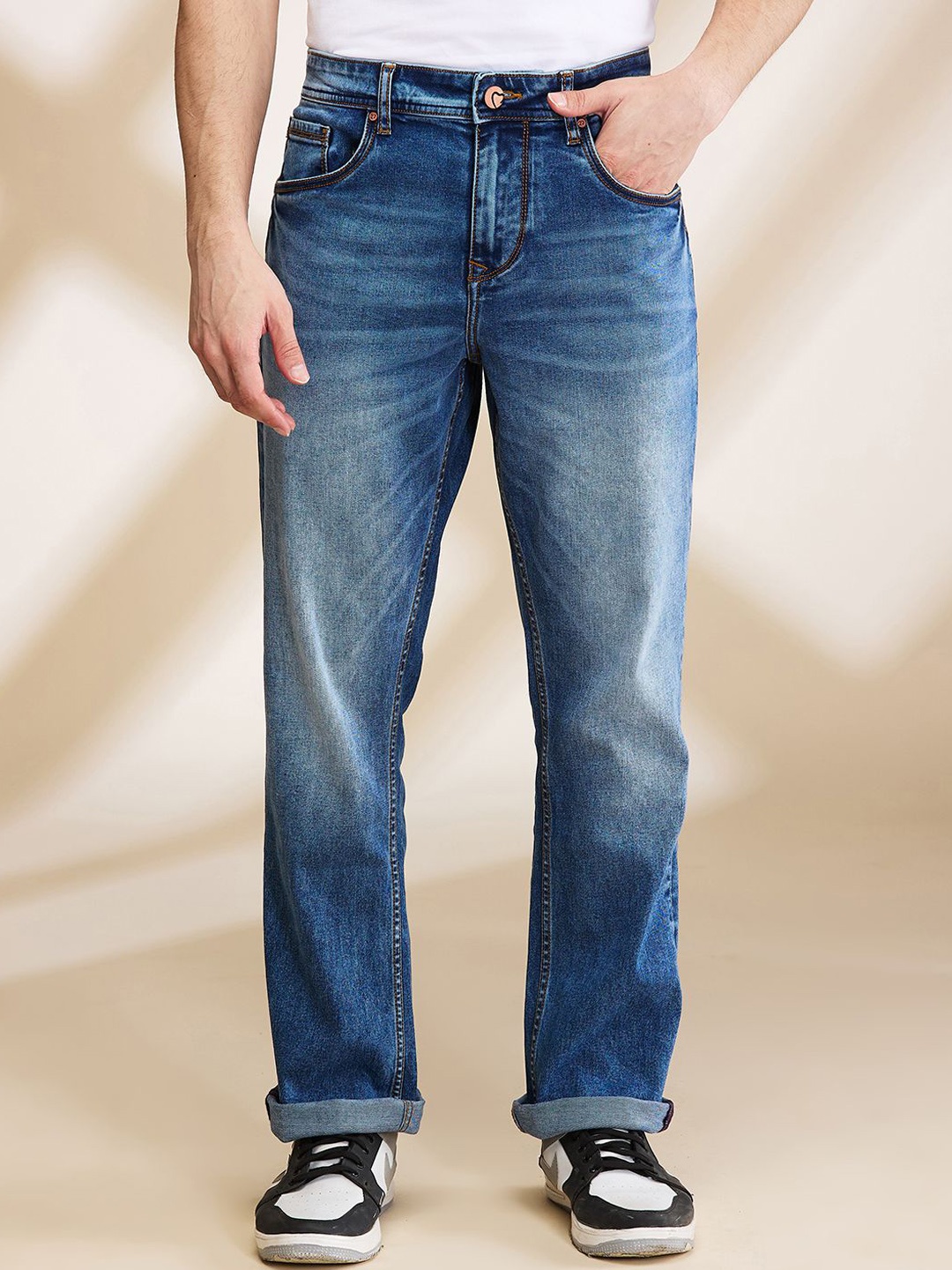 

Being Human Men Bootcut Low Distress Heavy Fade Jeans, Blue