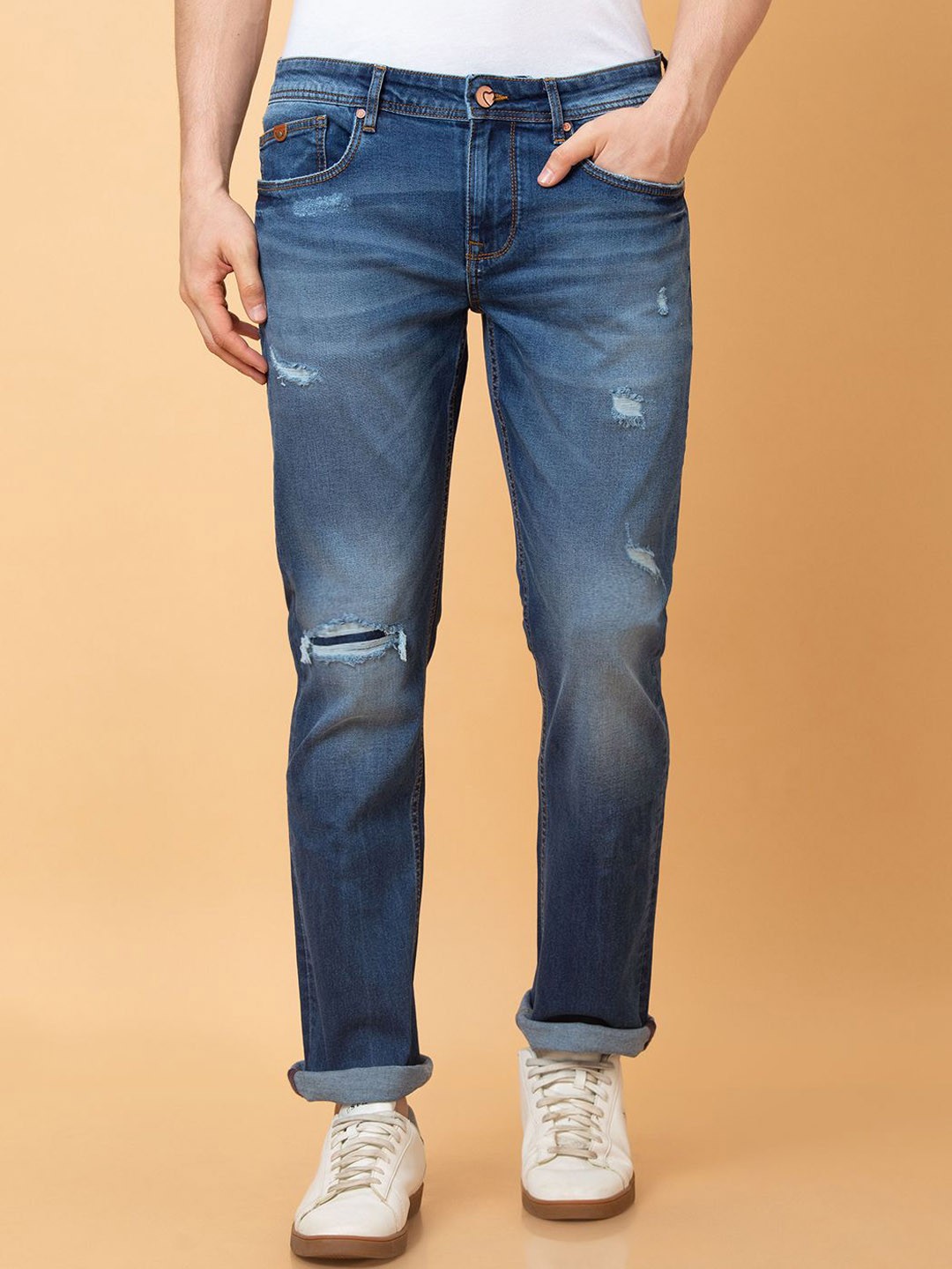 

Being Human Men Mildly Distressed Heavy Fade Jeans, Blue