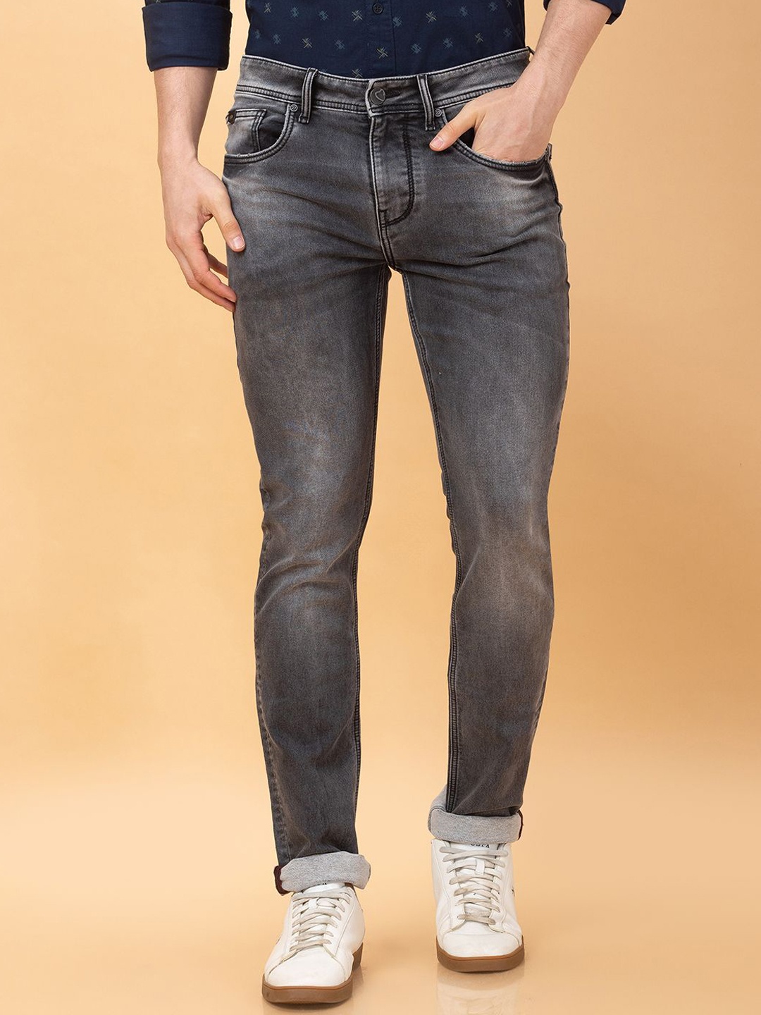 

Being Human Men Low Distress Heavy Fade Jeans, Grey