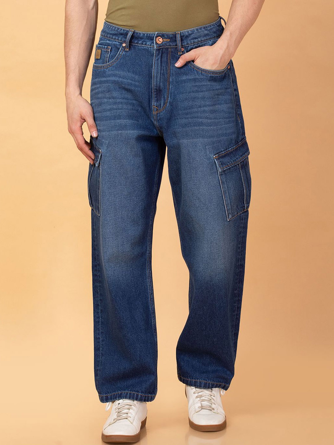 

Being Human Men Low Distress Light Fade Jeans, Blue